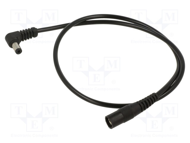 Cable; DC 5,5/2,1 socket,DC 5,5/2,5 plug; angled; 0.5mm2; black