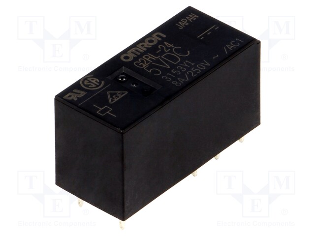 Relay: electromagnetic; DPDT; Ucoil: 5VDC; 8A/250VAC; 8A/24VDC
