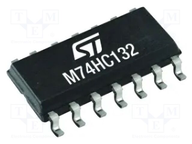 Logic IC, NAND Gate, Quad, 2 Inputs, 14 Pins, SOIC, 74HC132