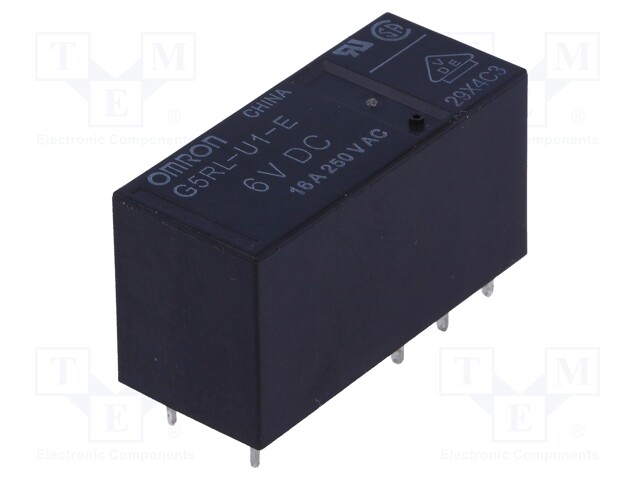 Relay: electromagnetic; SPDT; Ucoil: 6VDC; 16A/250VAC; 16A/24VDC