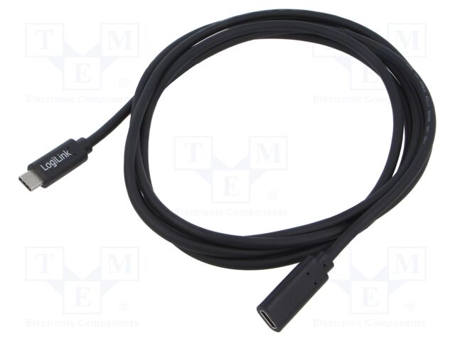 Cable; High Speed,USB 2.0; USB C socket,USB C plug; 2m; black