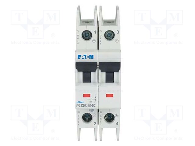 Circuit breaker; 220VDC; Inom: 50A; Poles: 2; Charact: C; 10kA; IP20