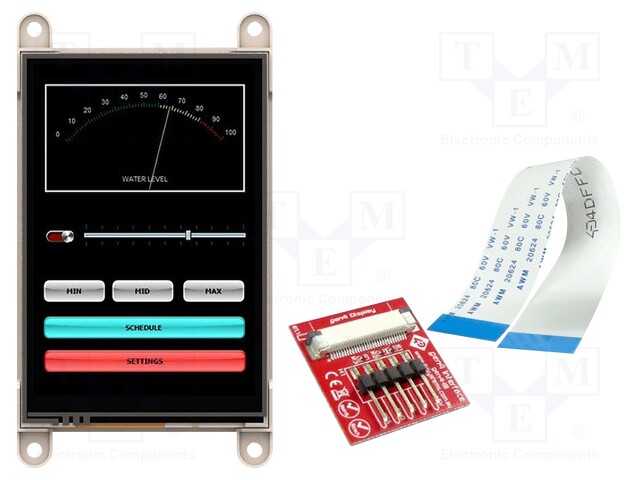Display: TFT; 3.5"; 320x480; Window dimensions: 73.4x49mm; FFC/FPC