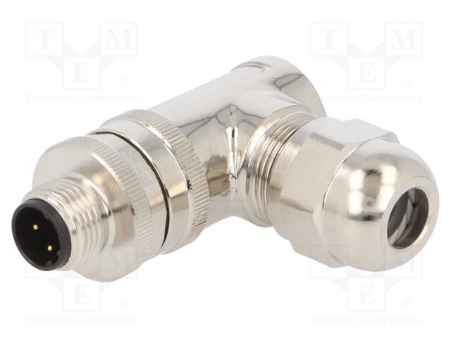 Plug; M12; PIN: 4; male; D code-Ethernet; for cable; screw terminal