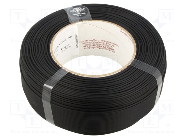 Filament: PLA; 1.75mm; black; 220÷250°C; 1kg; Table temp: 40÷60°C