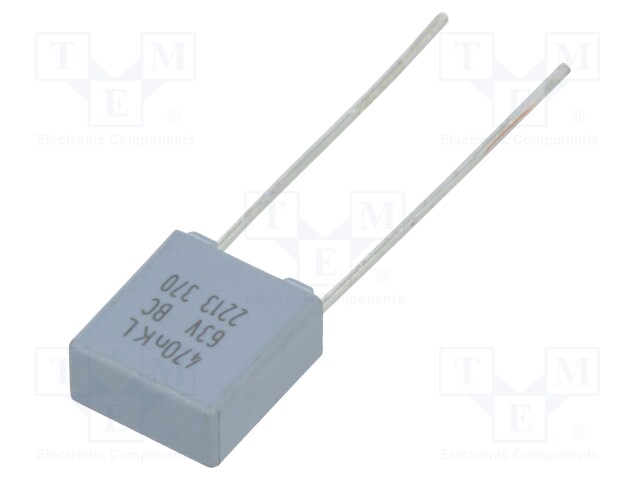 Capacitor: polyester; 470nF; 40VAC; 63VDC; Pitch: 0.5mm; ±10%