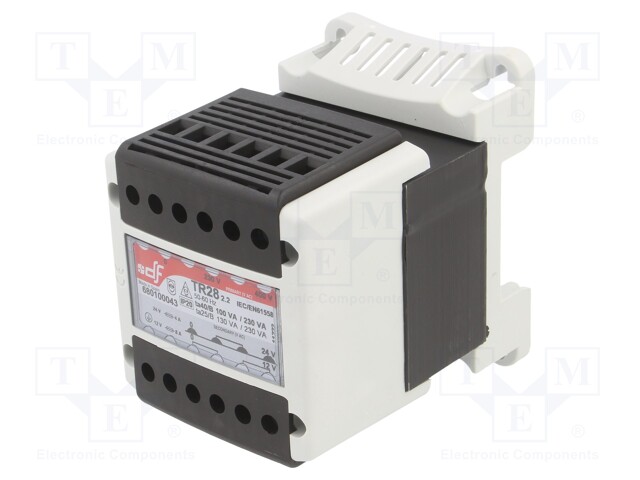 Transformer: mains; 100VA; 230VAC,400VAC; 12V; 24V; DIN; IP20