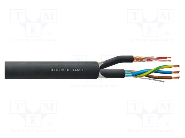 Wire: microphone cable; 2x0.23mm2,3x1.5mm2; black; Cu; -25÷65°C
