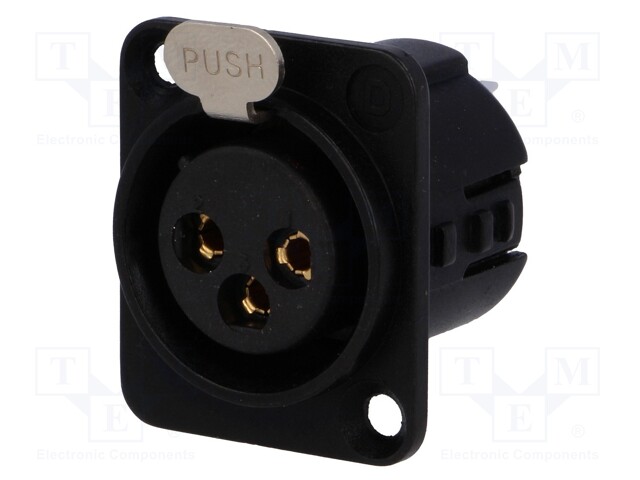 Socket; XLR; female; PIN: 3; straight; soldering; gold-plated; 50V