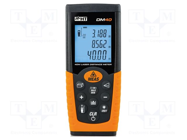Distance meter; LCD; 50mm÷40m; Meas.accur: ±1,5mm; Resol: 0,001m