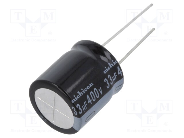 Capacitor: electrolytic; THT; 33uF; 400VDC; Ø18x20mm; Pitch: 7.5mm