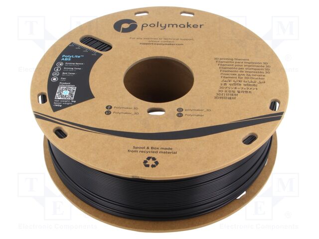 Filament: ABS; 1.75mm; black; 245÷265°C; 1kg; Table temp: 90÷100°C
