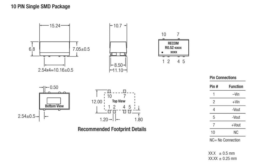 Converter: DC/DC; 0.5W; Uin: 4.75÷5.25V; Uout: 5VDC; Iout: 100mA; SMD