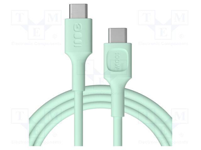 Cable; USB C plug,both sides; 2m; green; PVC; 480bps; 100W