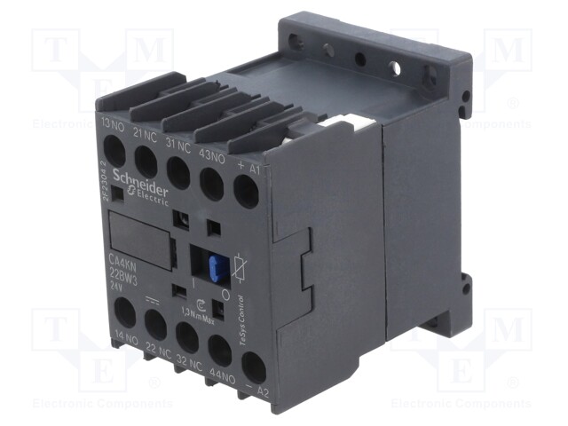 Contactor: 4-pole; NC x2 + NO x2; 24VDC; 10A; DIN,on panel; W: 45mm