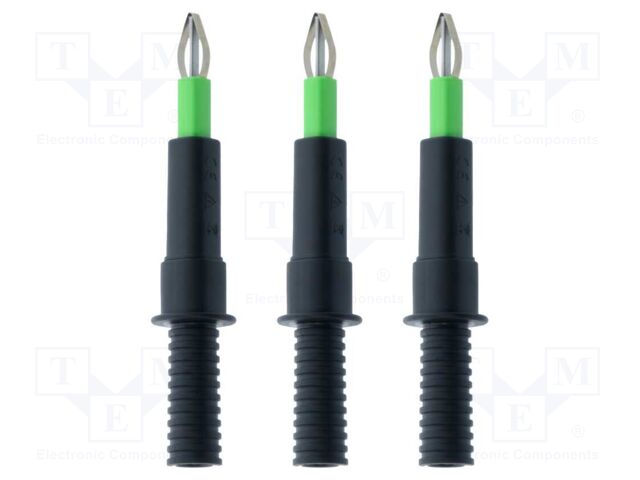 Connector: 4mm banana; adapter; 6A; 600V; black; 141mm; 3pcs; IP40