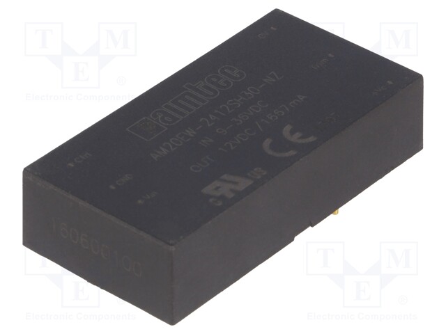 Converter: DC/DC; 20W; Uin: 9÷36V; 12VDC; Iout: 1667mA; 2"x1"; 24g