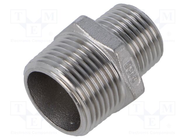 Male-male,reductive; max.10.5bar; 1.4408 stainless steel; G316