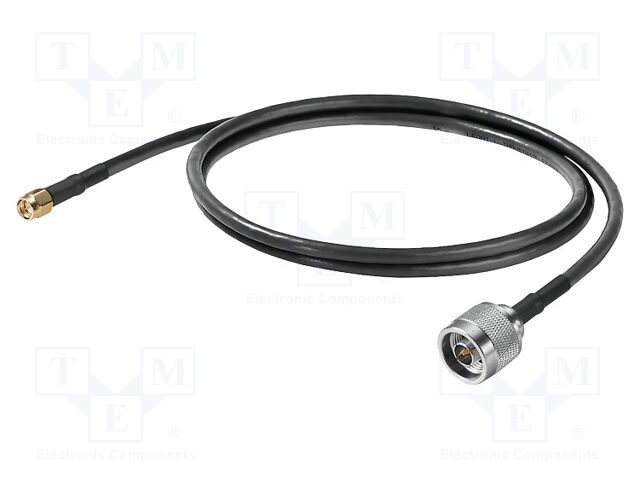Cable; 2m; N male,SMA male; PE; black; 6GHz; 50Ω; -40÷85°C