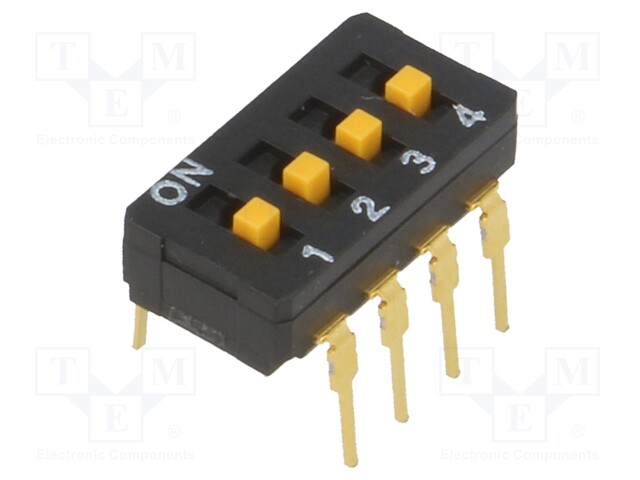 Switch: DIP-SWITCH; Poles number: 4; ON-OFF; 0.03A/30VDC; Pos: 2