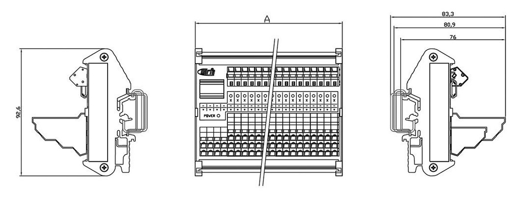 Transition module; Temp: -20÷60°C; W: 187.5mm; D: 83.3mm; H: 92.6mm