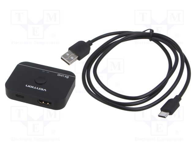 Splitter; HDMI 2.1; 4K,8K; black; Input: HDMI socket,USB C socket