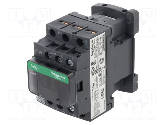 Relay Contactor, TeSys D Series, 3PST-NO, 3P, 18 A at 440 VAC, 10 kW at 690 VAC