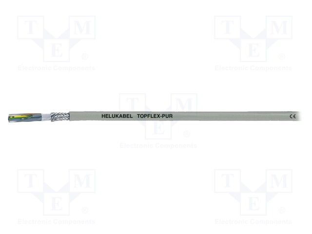 Wire: servo drive; TOPFLEX; 10x0,14mm+2x0,5mm2; PUR; grey; Cu; 350V