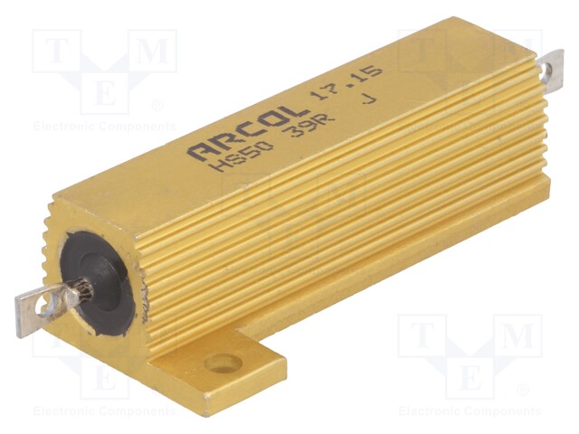 Resistor: wire-wound; with heatsink; screw; 39Ω; 50W; ±5%