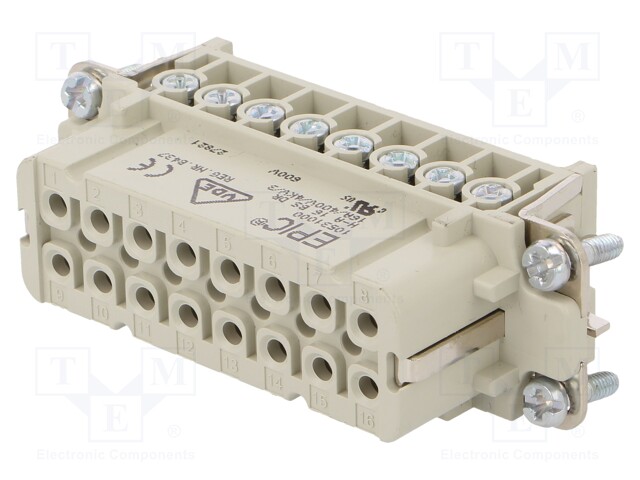 Connector: rectangular; female; EPIC H-A; PIN: 16; 16+PE; 16A; 250V