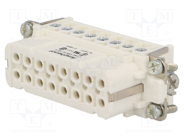 Connector: HDC; contact insert; female; C146; PIN: 16; 16+PE; 14A