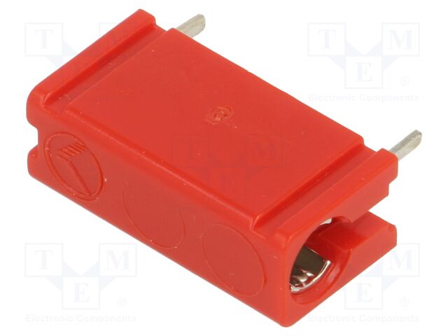 Connector: 4mm banana; socket; 16A; 30VAC; 60VDC; red; tinned; 21mm
