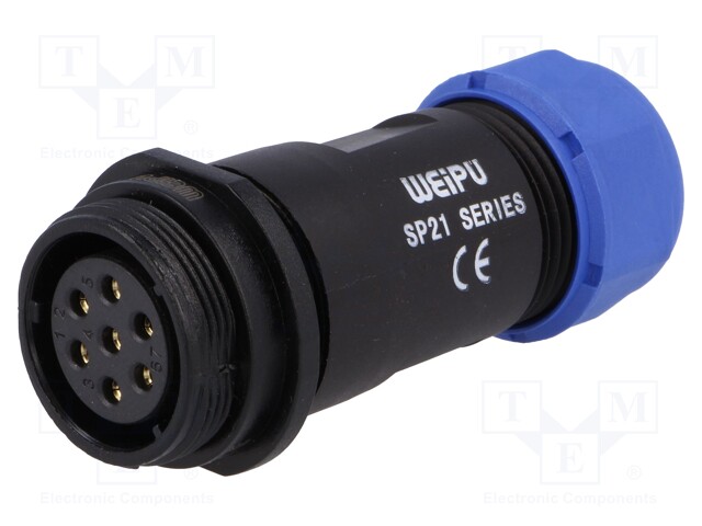 Plug; female; SP21; PIN: 7; IP68; 7÷12mm; soldering; for cable; 500V
