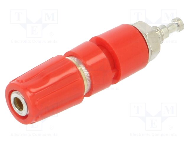 Connector: 2mm banana; socket; 6A; 30VAC; 60VDC; 35mm; red