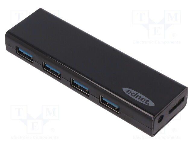 Hub USB; USB 3.0; PnP; black; Number of ports: 4; 5Gbps