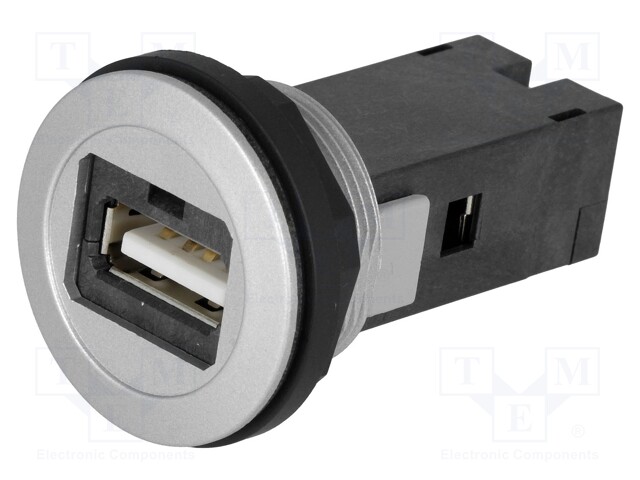 USB socket; 22mm; har-port; -25÷70°C; Ø22.3mm; IP20; Colour: silver
