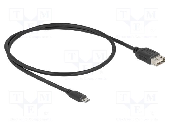 Cable; USB 2.0; gold-plated; 0.5m; black; 24AWG,28AWG; 480Mbps