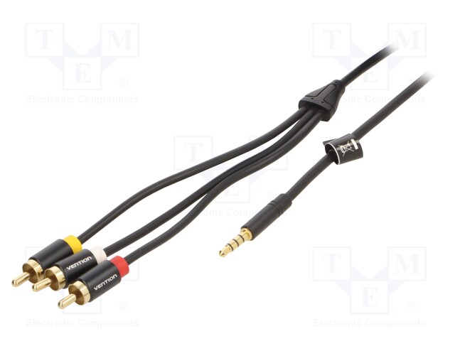 Cable; Jack 3.5mm plug,RCA plug x3; 1.5m; Plating: gold-plated