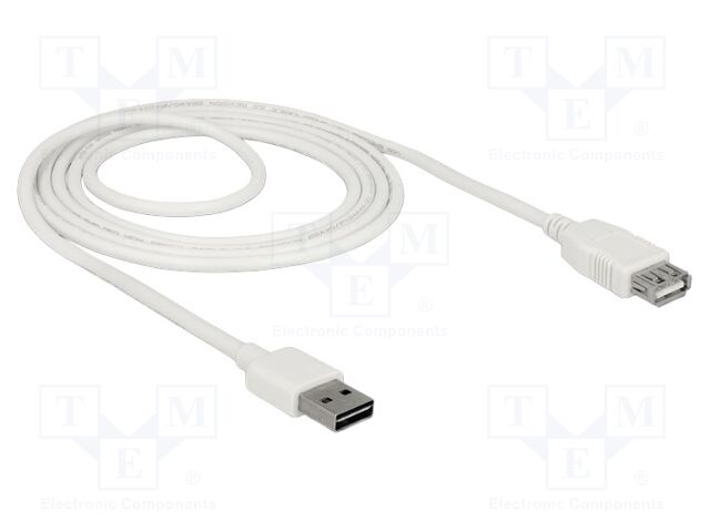 Cable; USB 2.0; USB A socket,USB A plug double sided; 2m; white