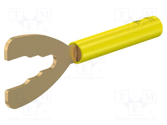 Connector: fork terminals; plug; 32A; yellow; Overall len: 55.8mm