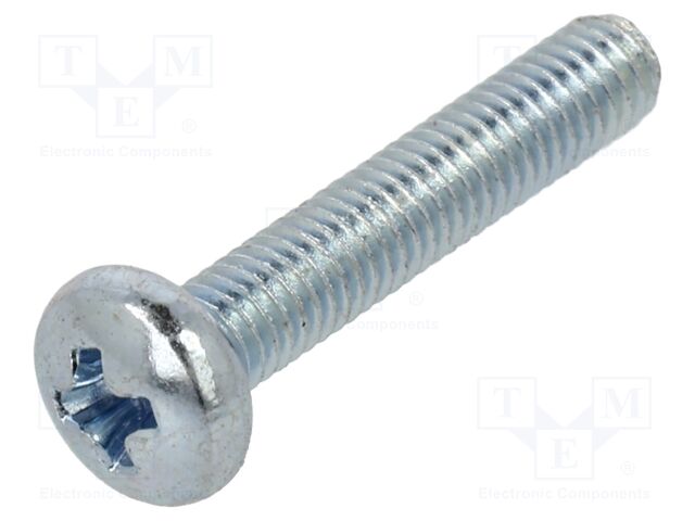Screw; M3x16; Head: button; Phillips; PH1; steel; zinc; Øhead: 6mm