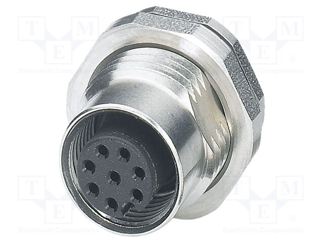 Connector: M12; socket; PIN: 8; female; 30V; straight; THT; A code; 2A