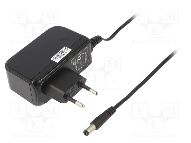 Power supply: switched-mode; 24VDC; 1A; Out: 5,5/2,1; 24W; Plug: EU