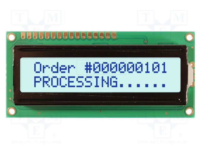 Display: LCD; STN Positive; 16x2; grey; 80x36mm; LED; 1x16; 5V