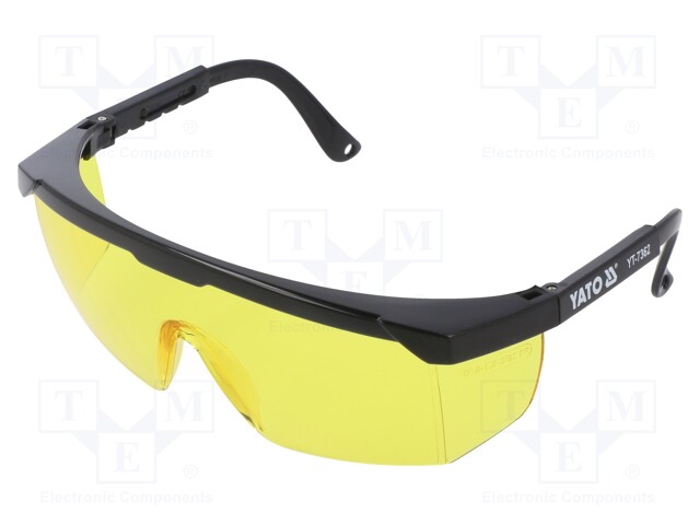 Safety spectacles; Lens: yellow; Classes: 1; Protection class: II