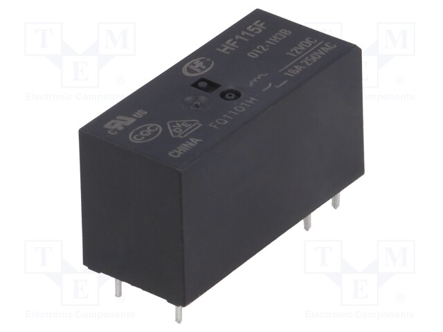 Relay: electromagnetic; SPST-NO; Ucoil: 12VDC; 16A/250VAC; 16A