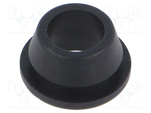 Grommet; Ømount.hole: 12mm; Øhole: 8mm; black; Panel thick: max.2mm