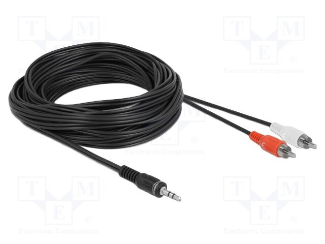 Cable; Jack 3.5mm 3pin plug,RCA plug x2; 10m; black