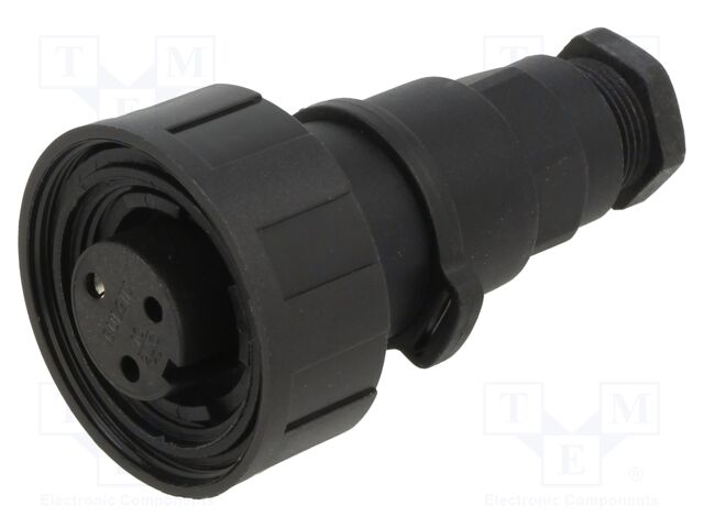 Connector: circular; plug; female; PIN: 3; 12A; 277V; IP68,IP69K