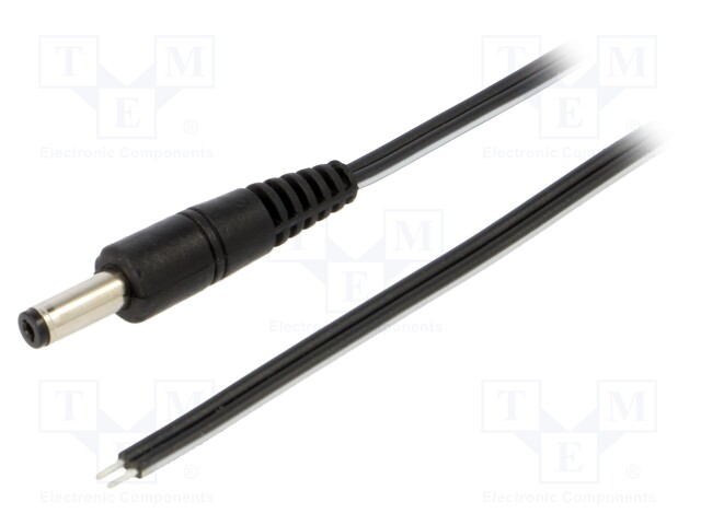 Cable; wires,DC 4,8/1,7 plug; straight; 0.5mm2; black; 1.5m